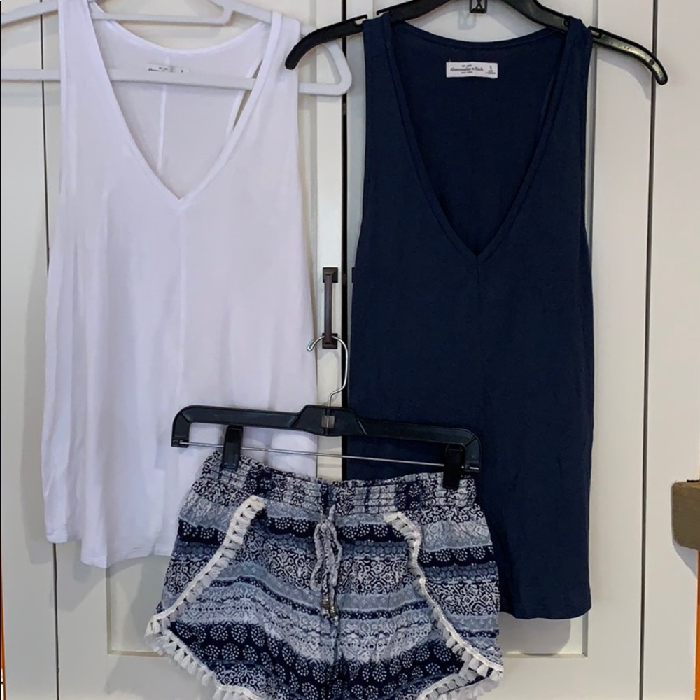 BUNDLE: 2 Abercrombie tanks and pair of shorts
